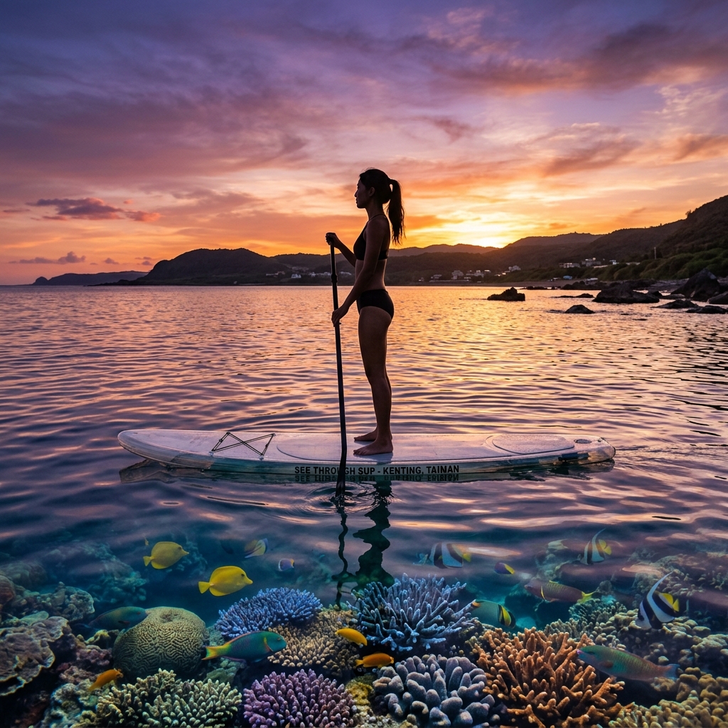 墾丁萬里桐SUP透明槳板夕陽體驗